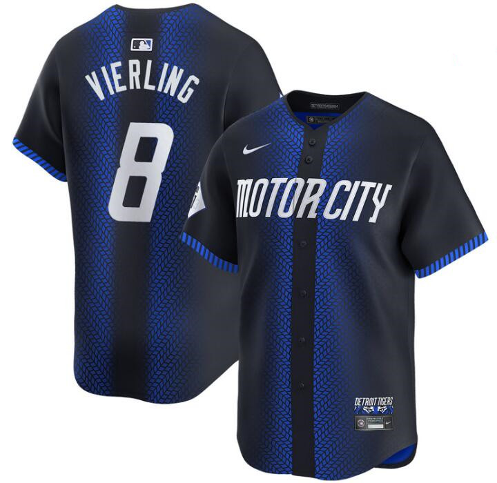 Men's Detroit Tigers #8 Matt Vierling 2024 Navy City Connect Cool Base Limited Stitched Jersey